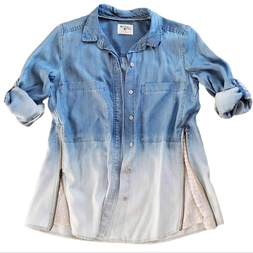 Holding Horses ombre Jean button up shirt size 2